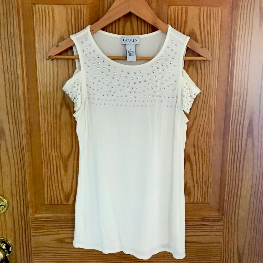 CARMEN Cold Shoulder Top with Silver Studs